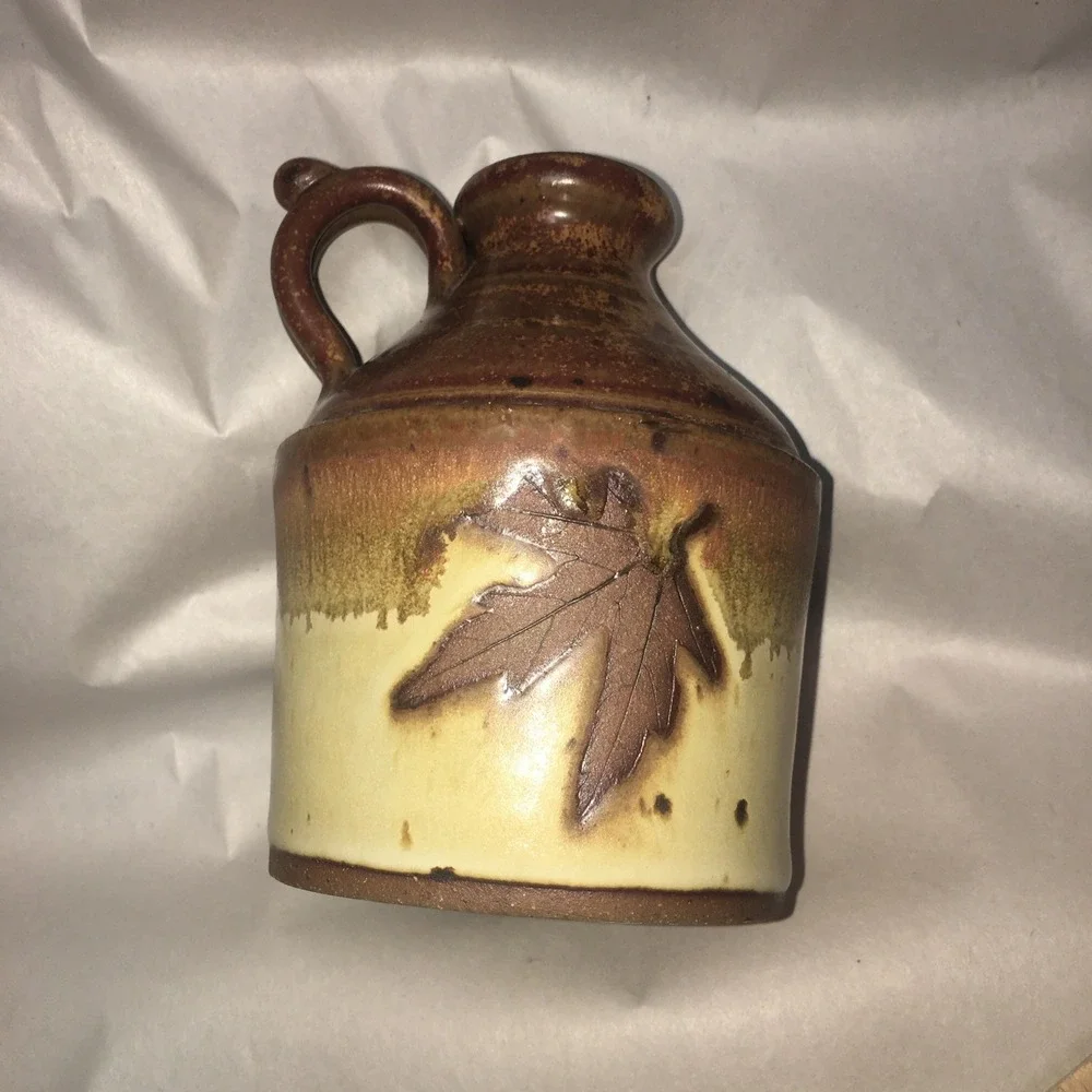 Pottery Jug Handmade Rare Signed Leaf Fall Decor H.‎ Lewine